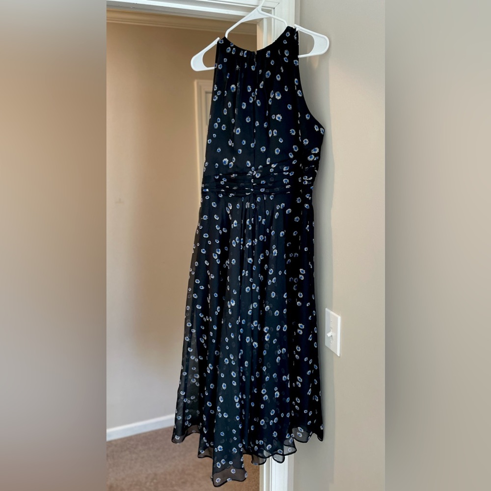 Anthropologie RANNA GILL floral black dress size 12